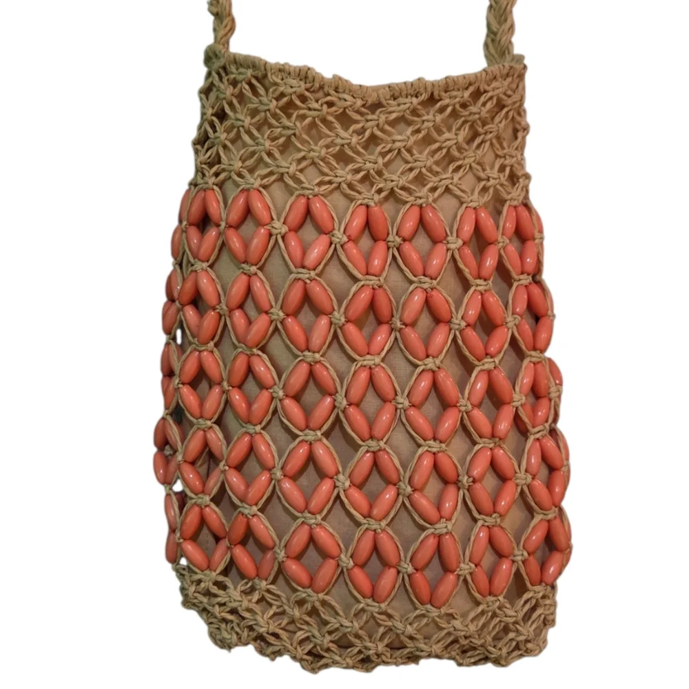Haute Hippie NEW Mini Macramé Crossbody Bag w/Woven Open-net Beaded Design - Picture 2 of 9